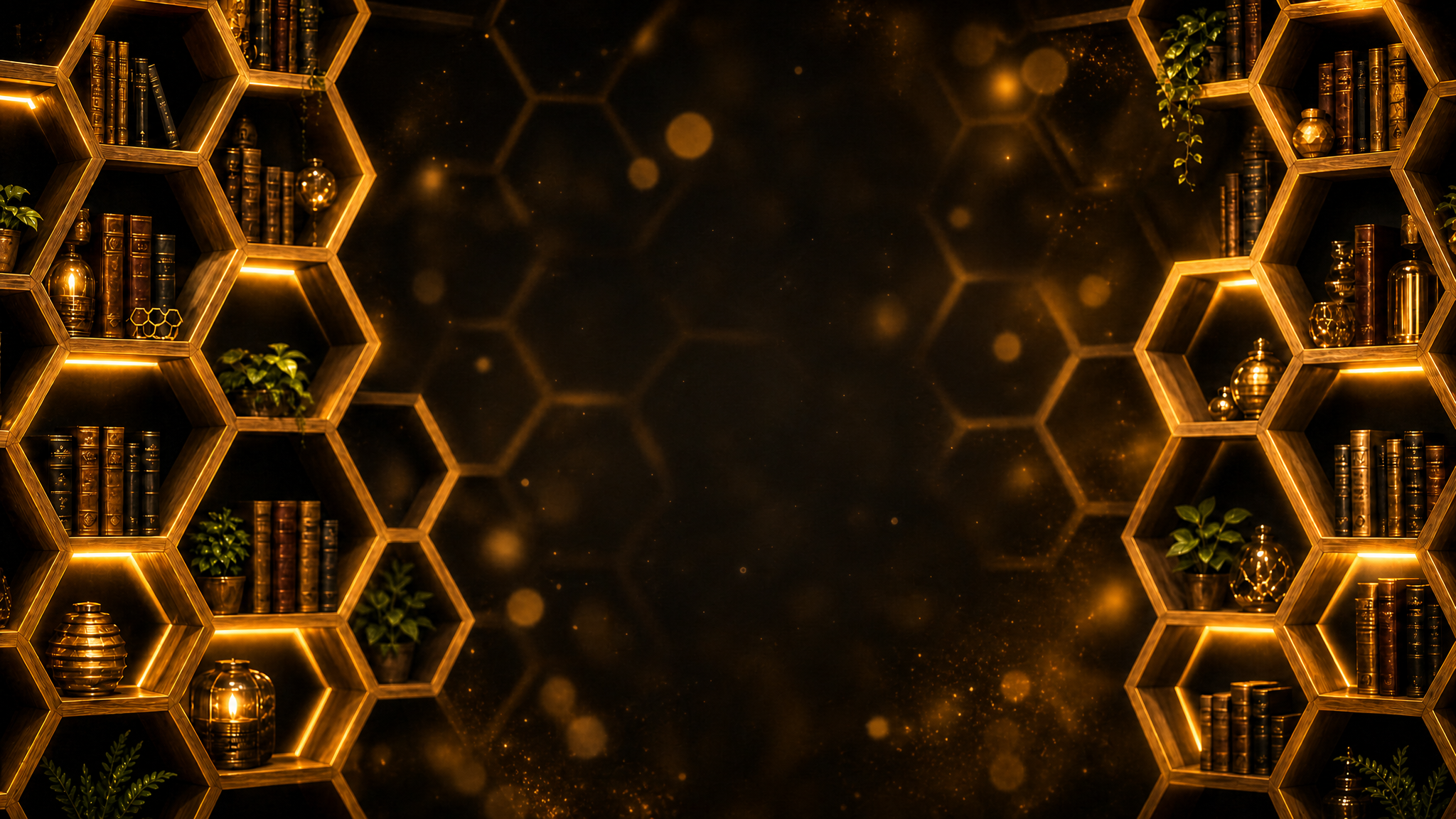 Dark honeycomb library background